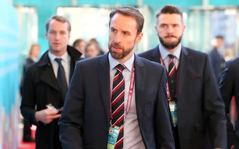 Southgate arrives to learn England's 2020 qualifying fate - Credit: PA