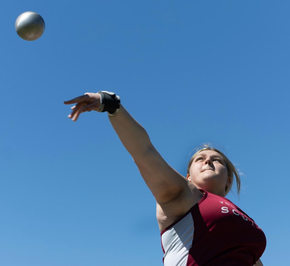 Toms River South’s Julia Santos who throw shot put and discus for the high school.