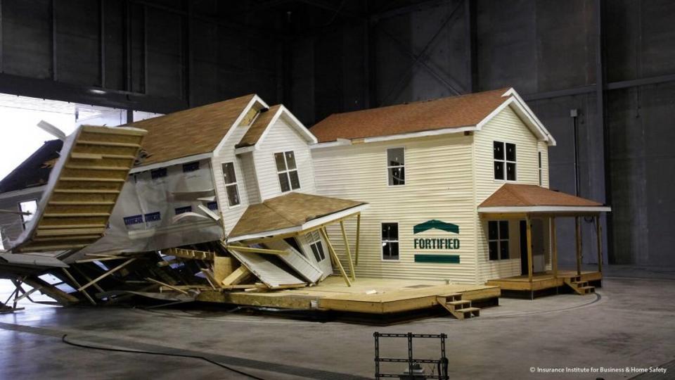 At the IBHS facility in Chester County, replicated hurricane conditions are used to test the strength of buildings and homes.