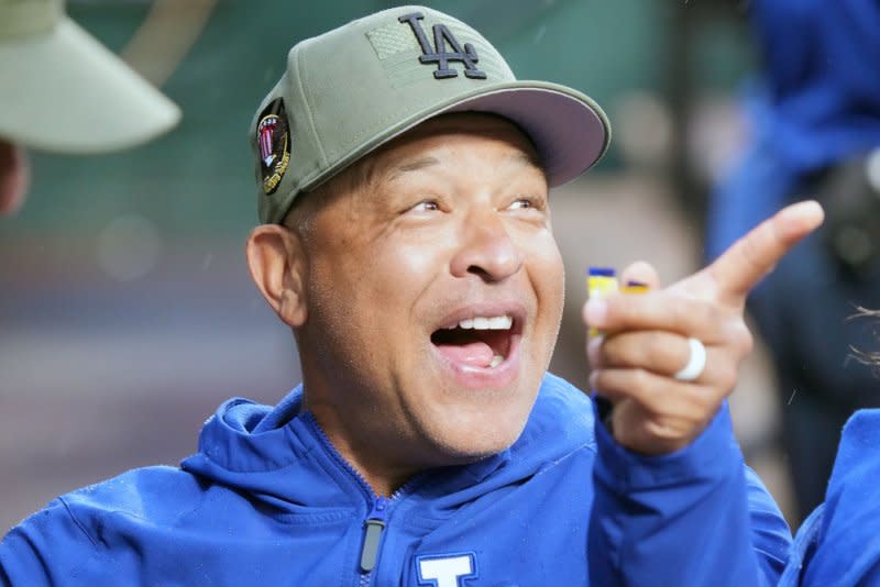 Manager Dave Roberts and the Los Angeles Dodgers won seven of their last eight games. File Photo by Bill Greenblatt/UPI