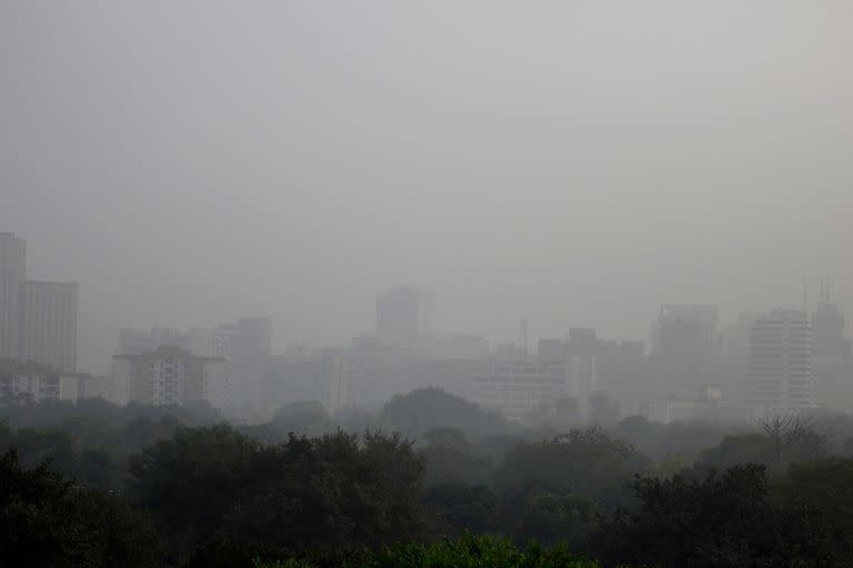 Una espesa neblina gris envolvió la capital de India la contaminación golpea niveles peligrosos.