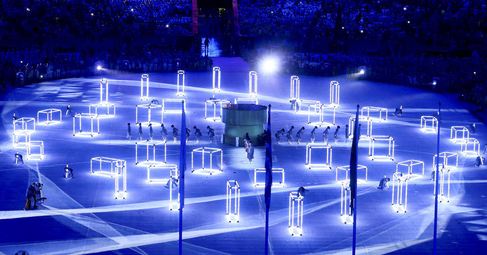 <p>Performers take part in the closing ceremony for the 2016 Rio Olympics. (REUTERS/Vasily Fedosenko) </p>