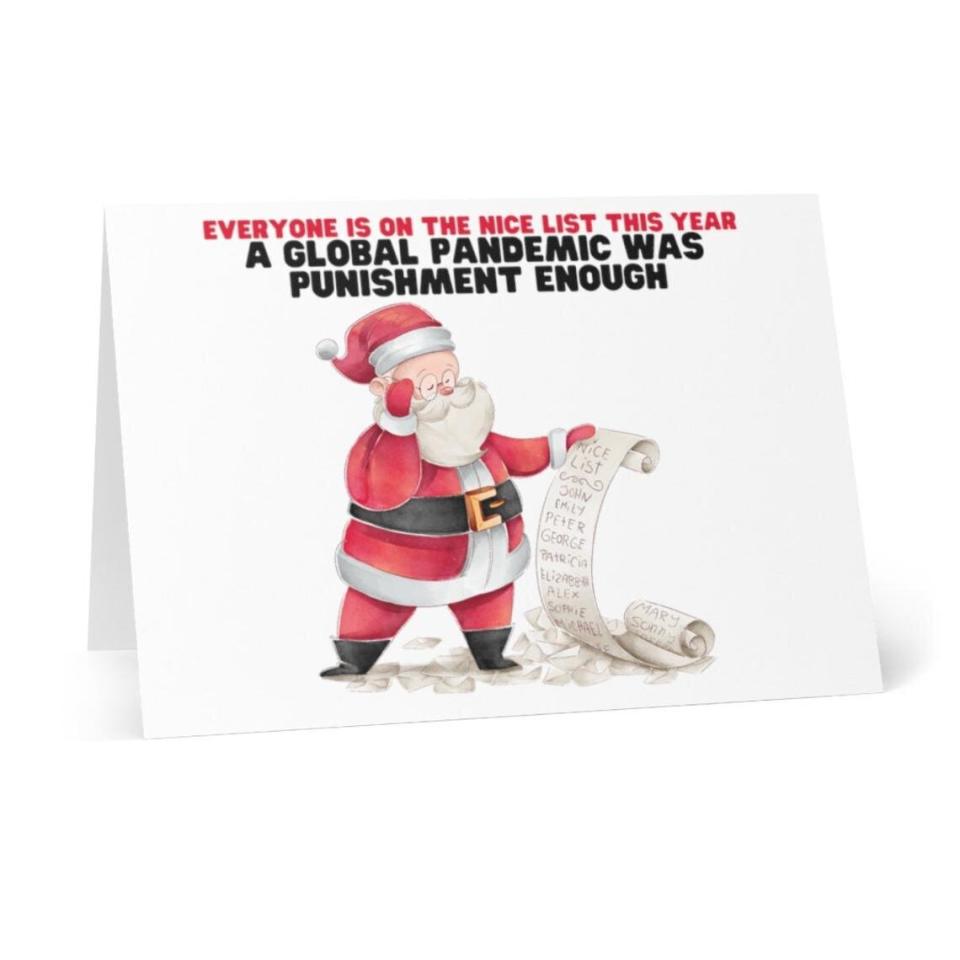 Buy it from <a href="https://www.etsy.com/listing/855442651/funny-christmas-card-funny-quarantine" target="_blank" rel="noopener noreferrer">RisForRobo on Etsy</a> for $3.99