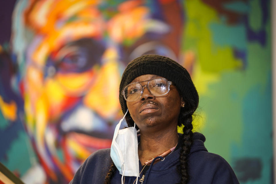 Sheneen McClain, the mother of Elijah McClain, in the office of her attorney, Qusair Mohamedbhai, on March 3, 2021, in Denver. (David Zalubowski / AP file)