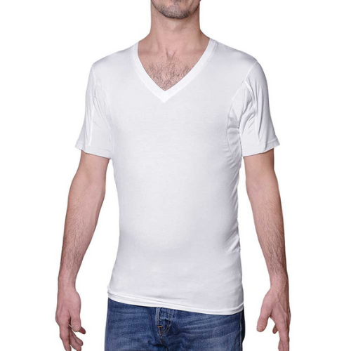 man wearing white Sweatshield Undershirts