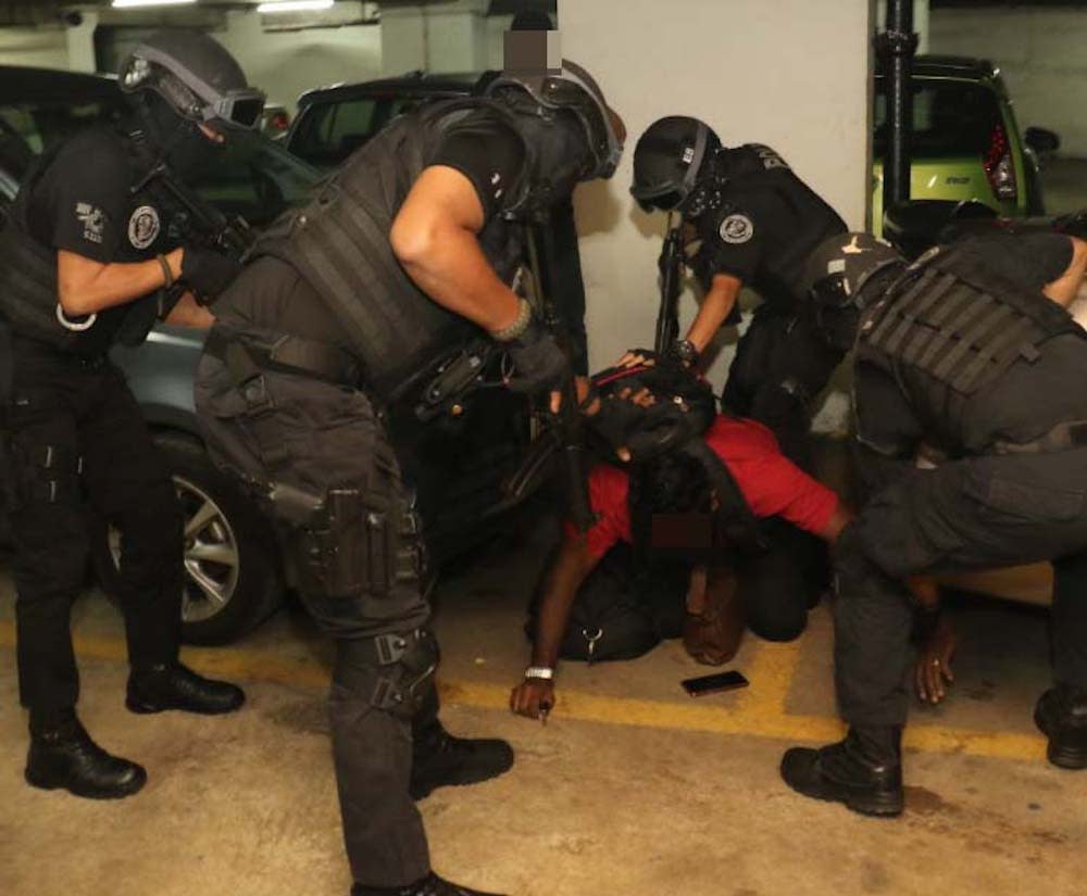 Counter-terrorism police carry out an operation against suspected Liberation Tigers of Tamil Eelam (LTTE) sympathisers in Segamat October 10, 2019. — Picture courtesy of PDRM