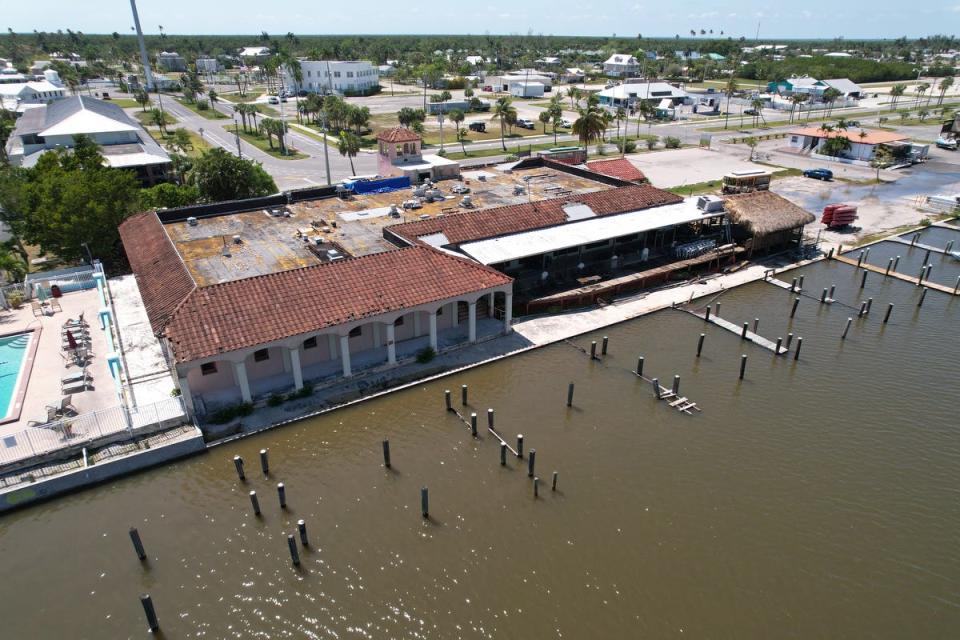 The old Railroad Depot building in Everglades City, photographed here on Thursday, May 9, 2024, has been sitting empty and in disrepair for years.