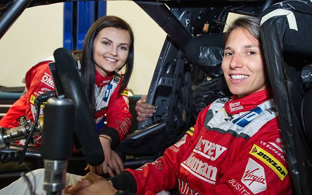 Renee Gracie and Simona De Silvestro practicing at Winton Motor Raceway. Source:Harvey Norman Supergirls.