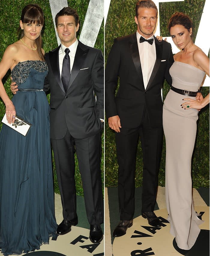 Victoria Beckham y Katie Holmes acudieron a la fiesta tras los Oscars en 2012