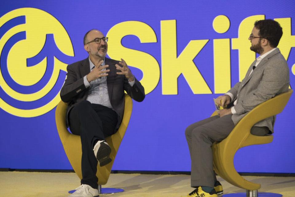 Tripadvisor's Matt Goldberg (left) was interviewed by Skift Research's Seth Borko at Skift Global Forum on September 19, 2024. Skift