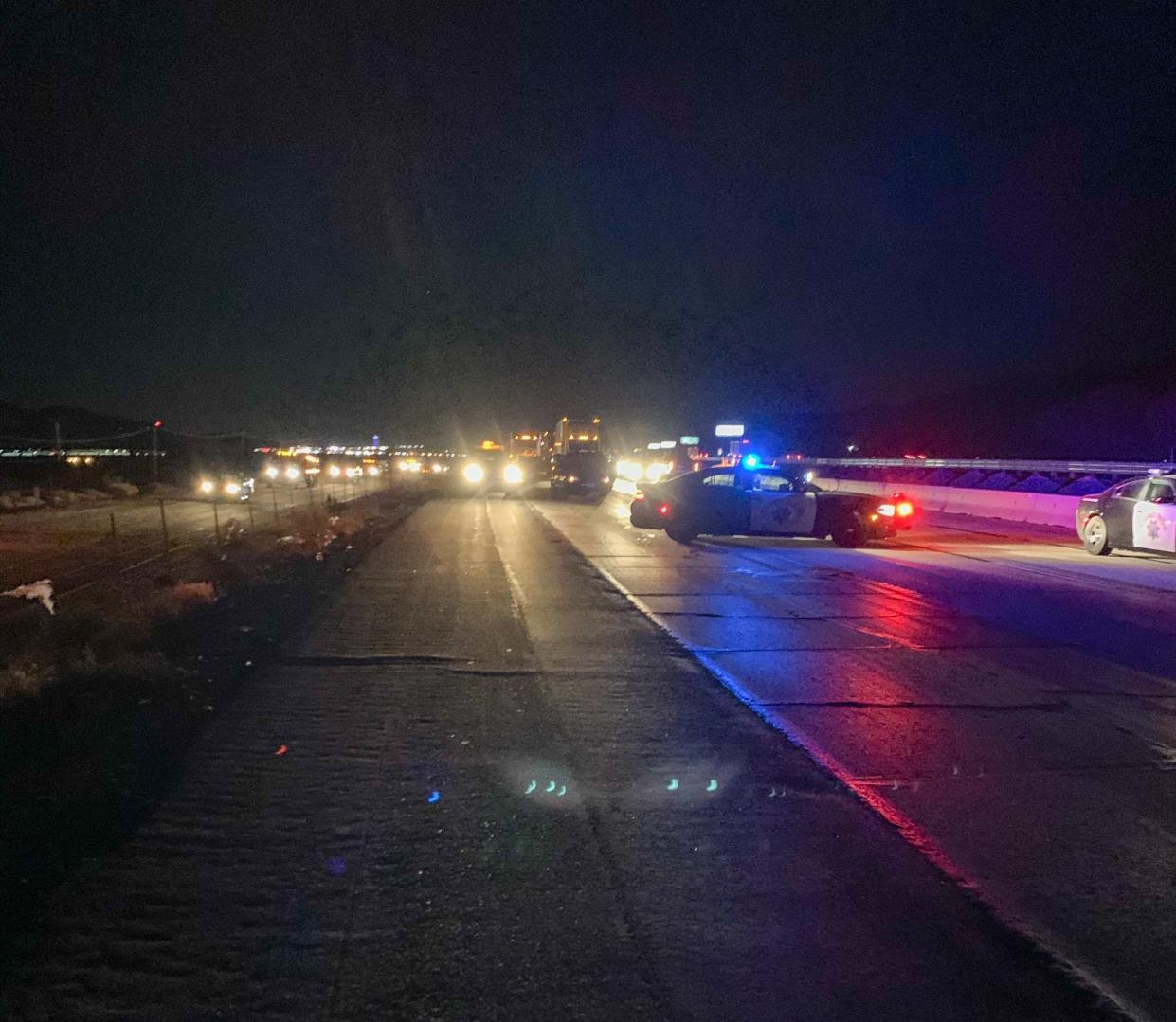 The California Highway Patrol is investigating a fatal collision involving a pedestrian on Interstate 10 near Cabazon Wednesday, Dec. 16, 2020.