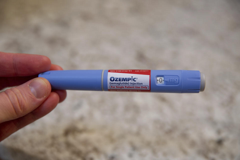 An Ozempic injection pen. (Jason Bergman / Sipa USA via AP)