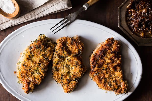 Herb-Crusted Pork Chops with Balsamic Onions