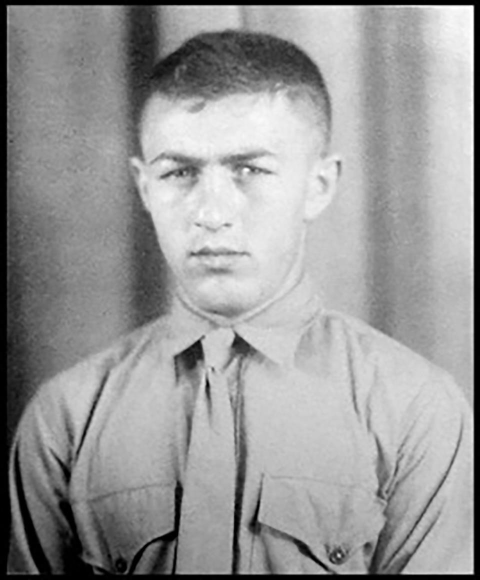 This undated photo provided by the United States Marine Corps shows Emil Ragucci, who was killed in action during World War II. Decades after his death in the South Pacific Battle of Tarawa, Ragucci's remains are scheduled to return home to Philadelphia on Monday, Aug. 13, 2018. (United States Marine Corps via AP)