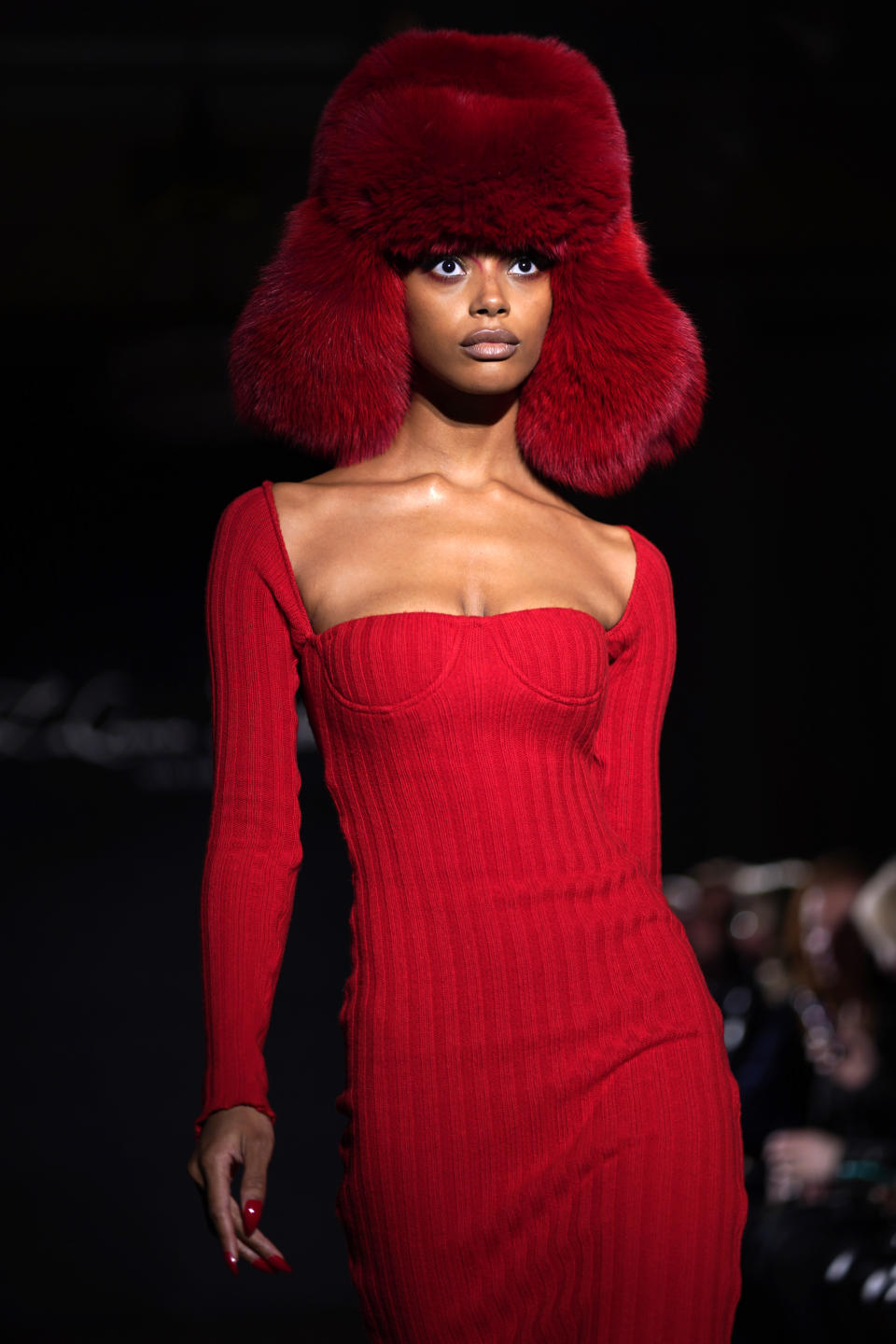 The LaQuan Smith Fall/Winter 2022 collection is modeled at 60 Pine Street during New York Fashion Week on Monday, Feb. 14, 2022, in New York. (Photo by Charles Sykes/Invision/AP)