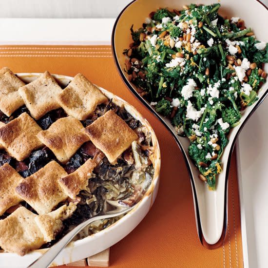 Collard Cobbler with Cornmeal Biscuits