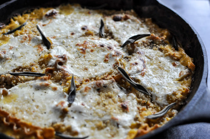 <strong>Get the <a href="http://www.howsweeteats.com/2012/10/butternut-squash-skillet-lasagna/" target="_blank">Butternut Squash Skillet Lasagna Recipe</a> from How Sweet It Is</strong>