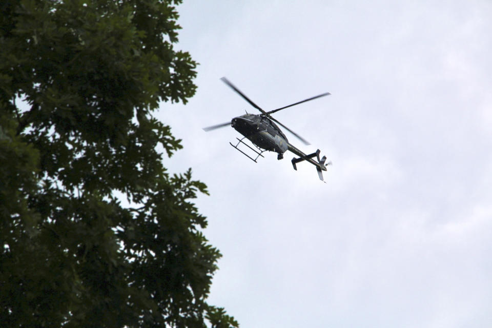 Law enforcement respond to the University of North Carolina at Chapel Hill campus in Chapel Hill, N.C., on Monday, Aug. 28, 2023, after the university locked down and warned of an armed person on campus. (AP Photo/Hannah Schoenbaum)