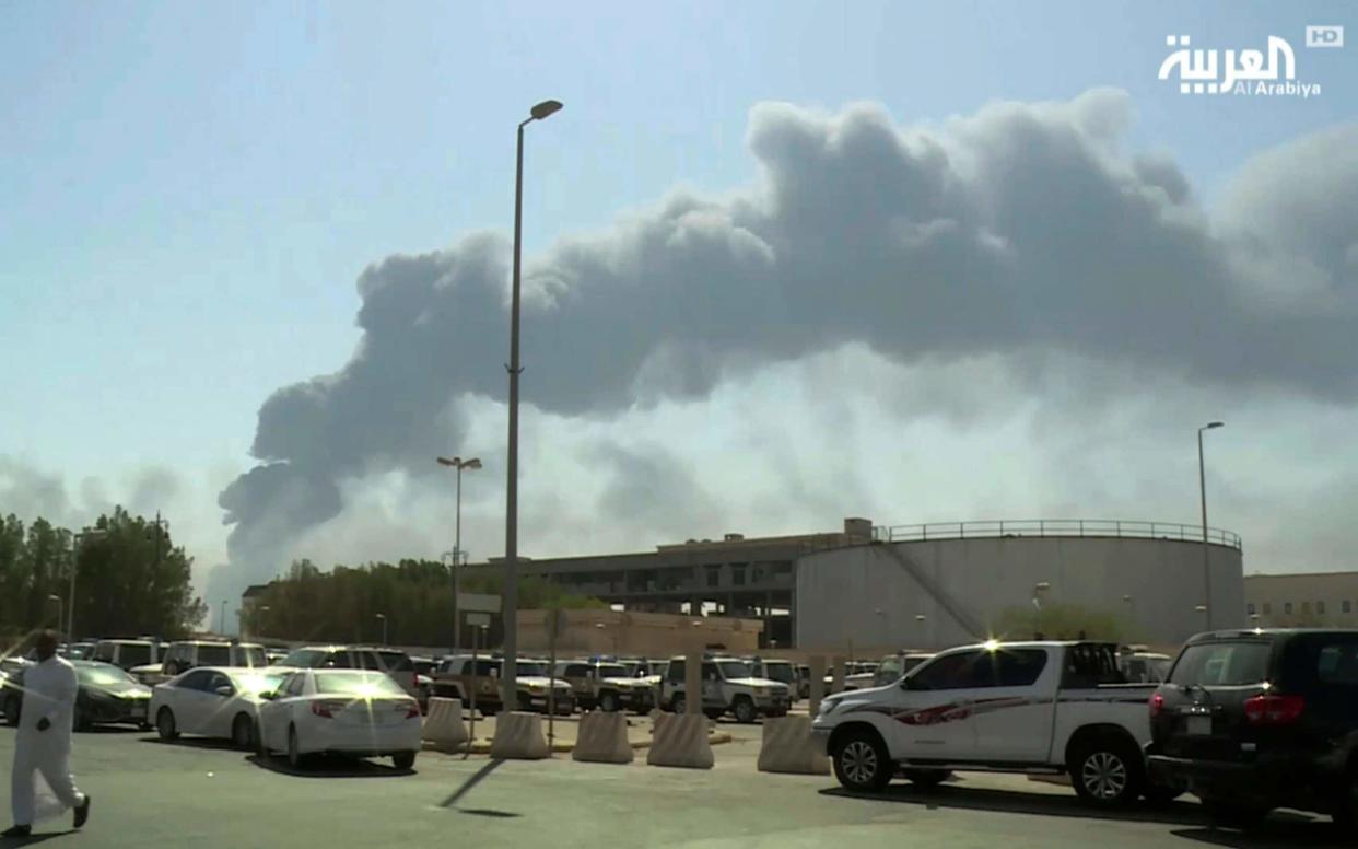 Smoke rising above above Saudi Arabia’s Abqaiq oil field - Al-Arabiya