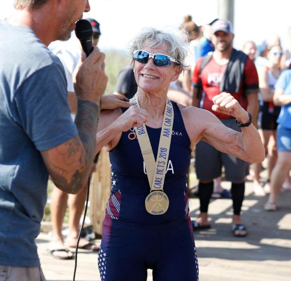 Phyllis Mason has competed in more than 240 triathlons and was top-ranked in the country in her age grou in the 1990s. She's one of four people going into the Greater Wilmington Sports Hall of Fame this weekend. STARNEWS FILE PHOTO