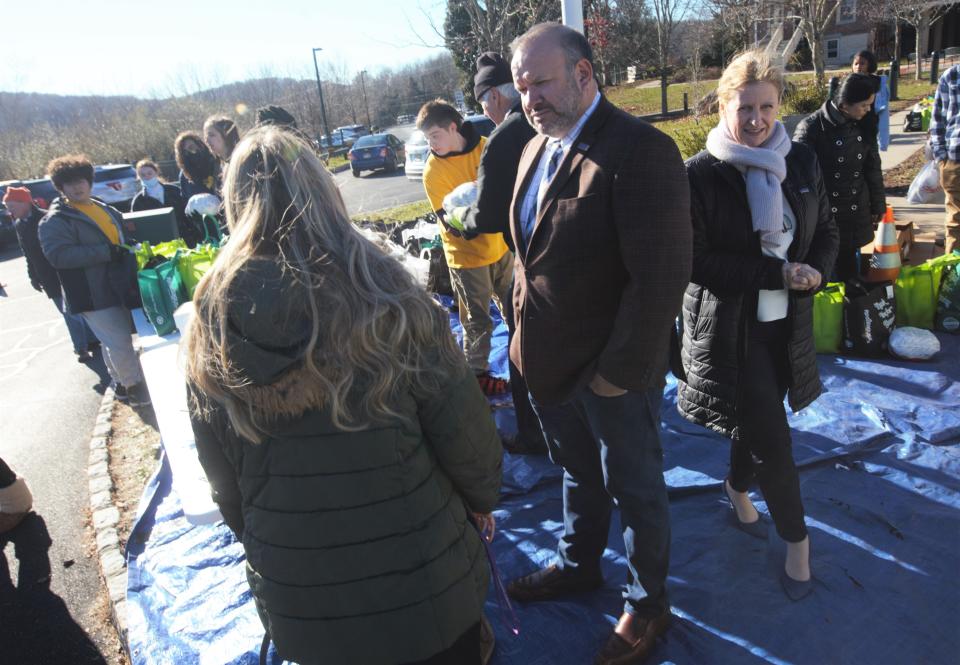 Robert Asaro-Angelo, commissioner of the New Jersey Department of Labor and Workforce Development, made an appearance during a drive-through turkey donation for families in need at Project Self-Sufficiency in Newton on Monday, Nov. 21, 2022.