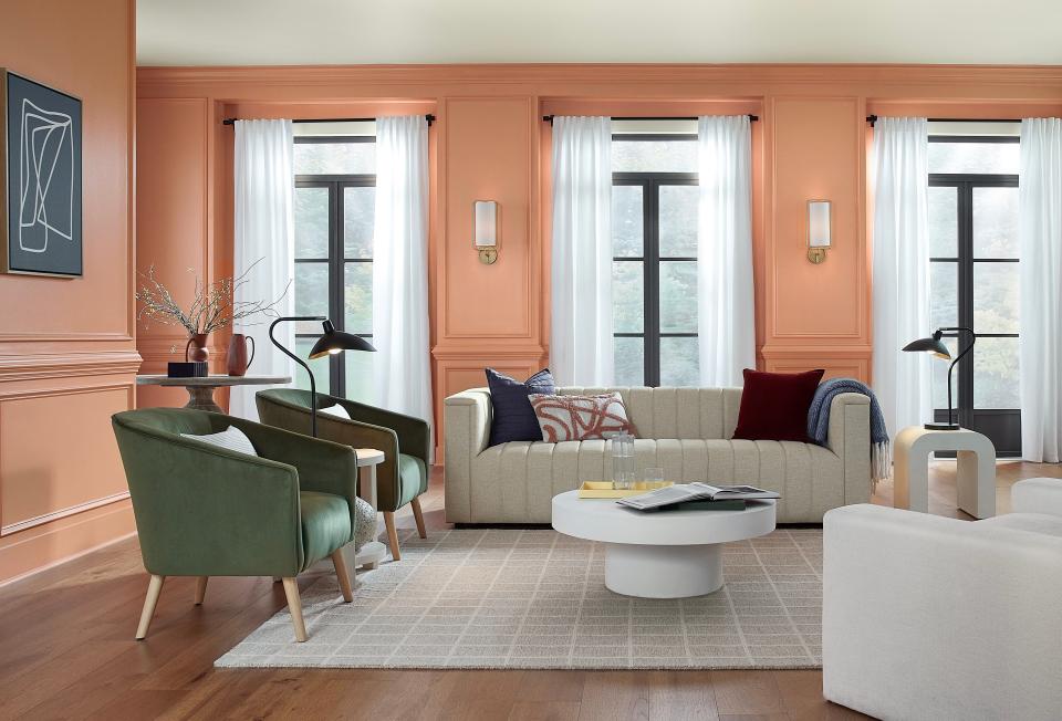 Persimmon (HGSW6339), a grounded terracotta with touches of tangerine from HGTV Home by Sherwin-Williams.