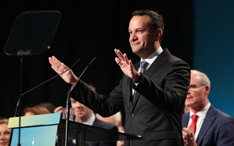 Fine Gael leader and Tanaiste Leo Varadkar makes his keynote address at the Technological University of the Shannon in Athlone - Damien Storan/PA