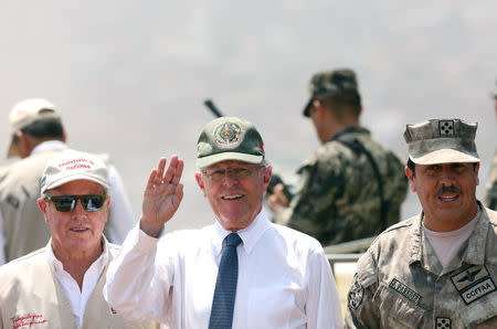 Peru's President Pedro Pablo Kuczynski participates in a military event at Rimac army headquarters in Lima, Peru March 20, 2018. Picture taken March 20, 2018. REUTERS/Mariana Bazo