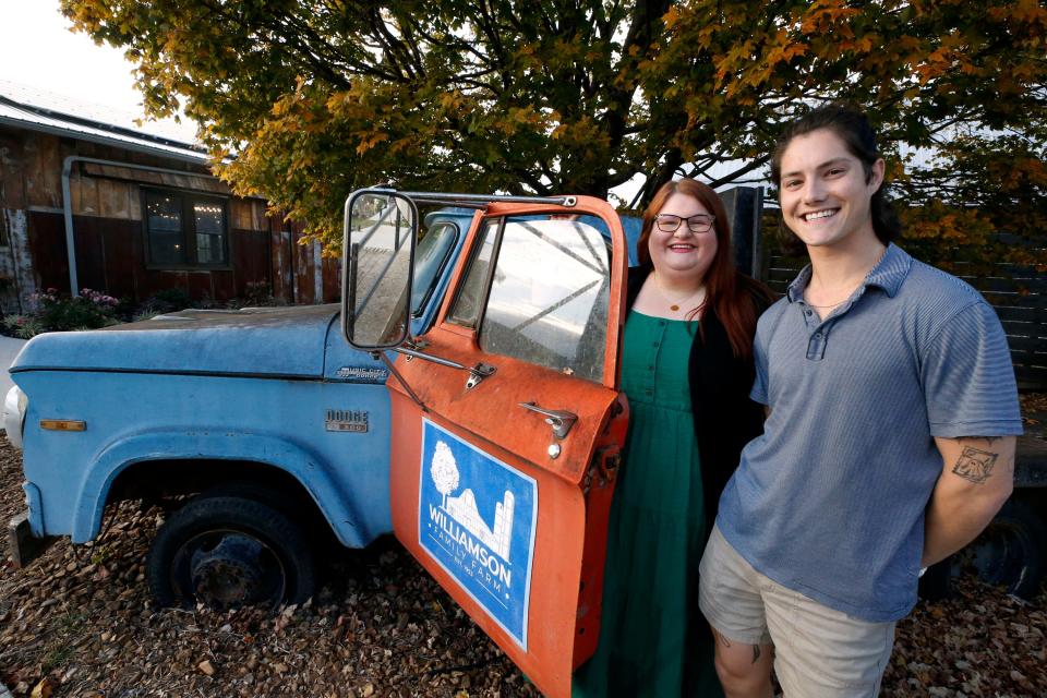 Mandy Singleton, Asst. General Manager and John Mark Williamson, the Operations Manager of the Williamson Family Farm on Monday, Oct. 23, 2023, at the venue.