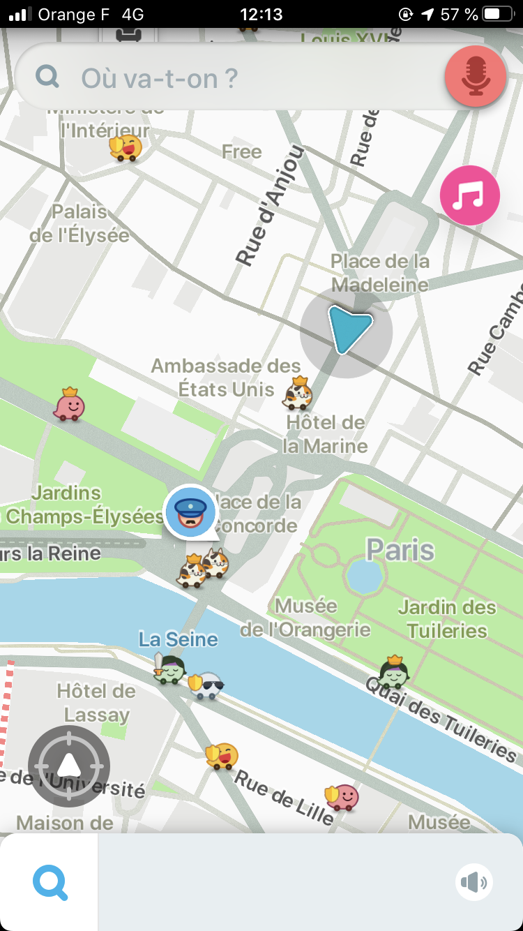 Un contrôle de police était annoncé sur l'application, place de la Concorde, aux alentours de midi ce 19 mars. 