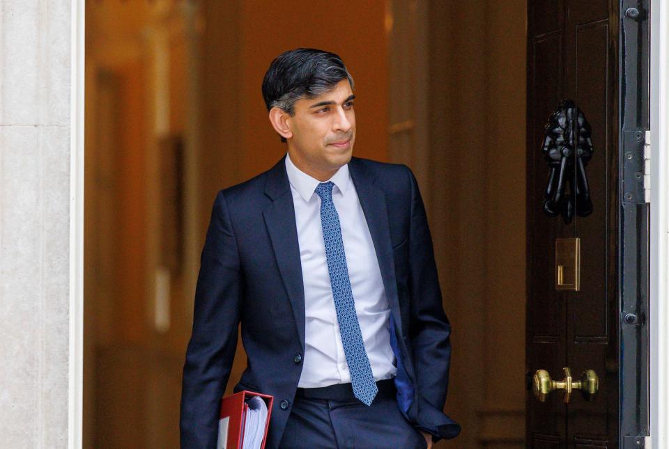 London, UK  13 March 2024 Prime Minister of Britain, Rishi Sunak, leaves Downing Street to go to Parliament for Prime Ministers Questions.