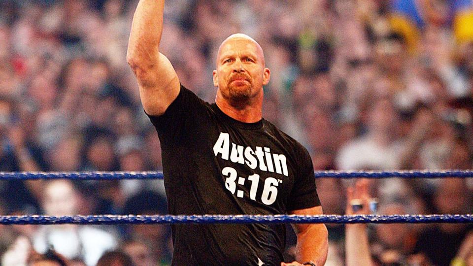 Stone Cold Steve Austin (pictured) raising a beer at WrestleMania to thank the crowd.