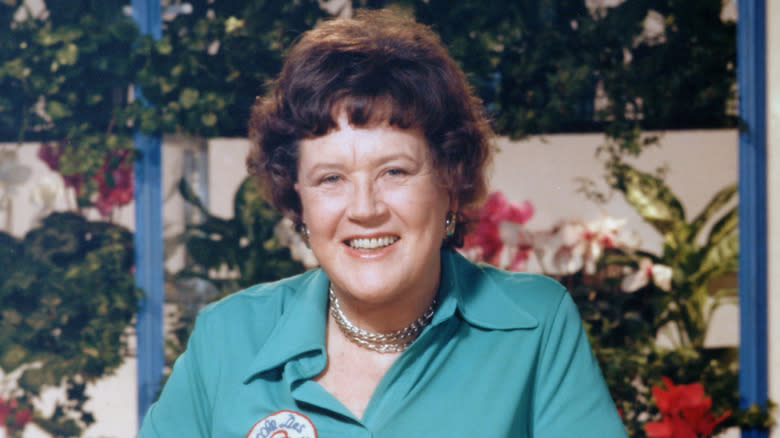 Julia Child in blue shirt