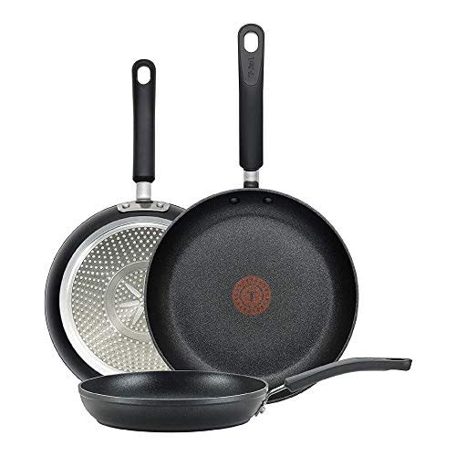 T-fal E938S3 Professional Total Nonstick Thermo-Spot Heat Indicator Fry Pan Cookware Set, 3-Pie…