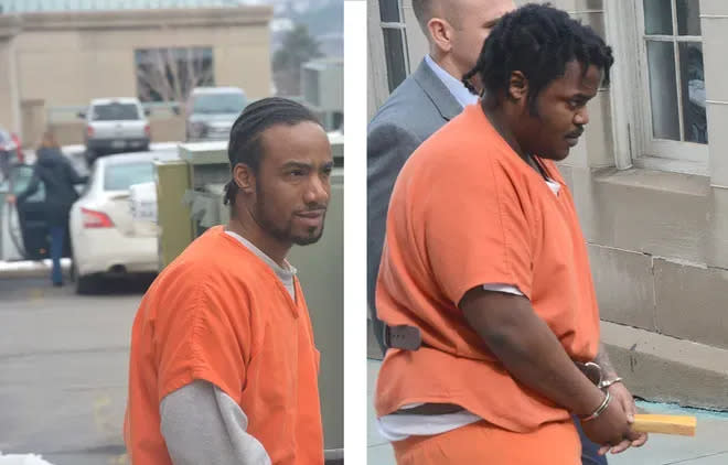 Brothers, Samson Washington, left, and Devon Wyrick, originally from Columbus, Ohio, were both sentenced last week in the Somerset County courthouse for their roles in the death of two local men in 2018. These photos were taken when they entered their preliminary hearings in the courthouse in February 2019 and at that hearing the murder charges were moved up to trial court.