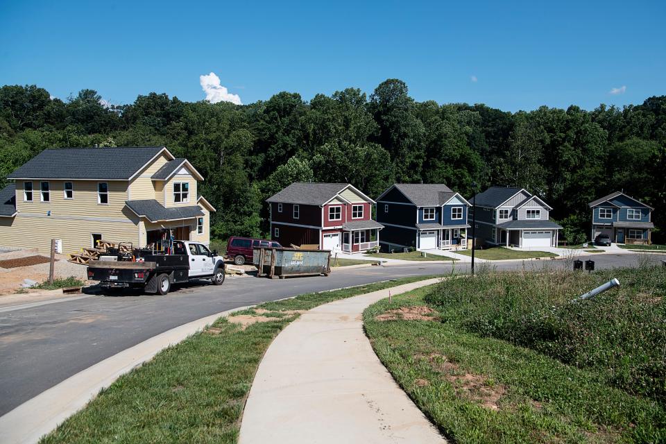 Recently built homes in West Asheville July 10, 2023.