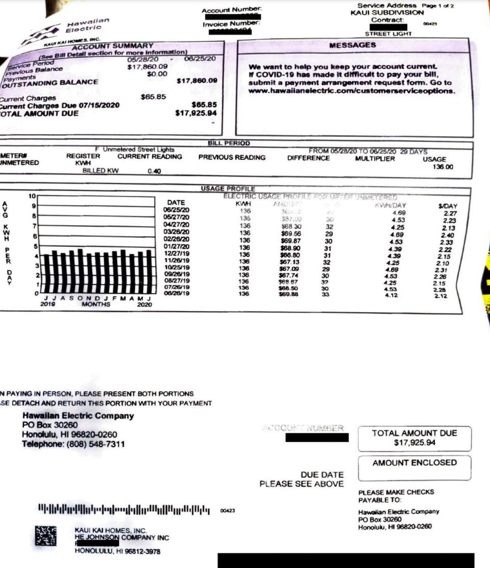 The $25k electricity bill sent to the couple. Source: Newsflash/Australscope