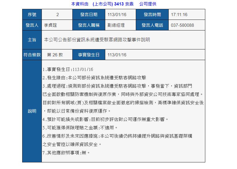 京鼎鴻海駭客資安重訊