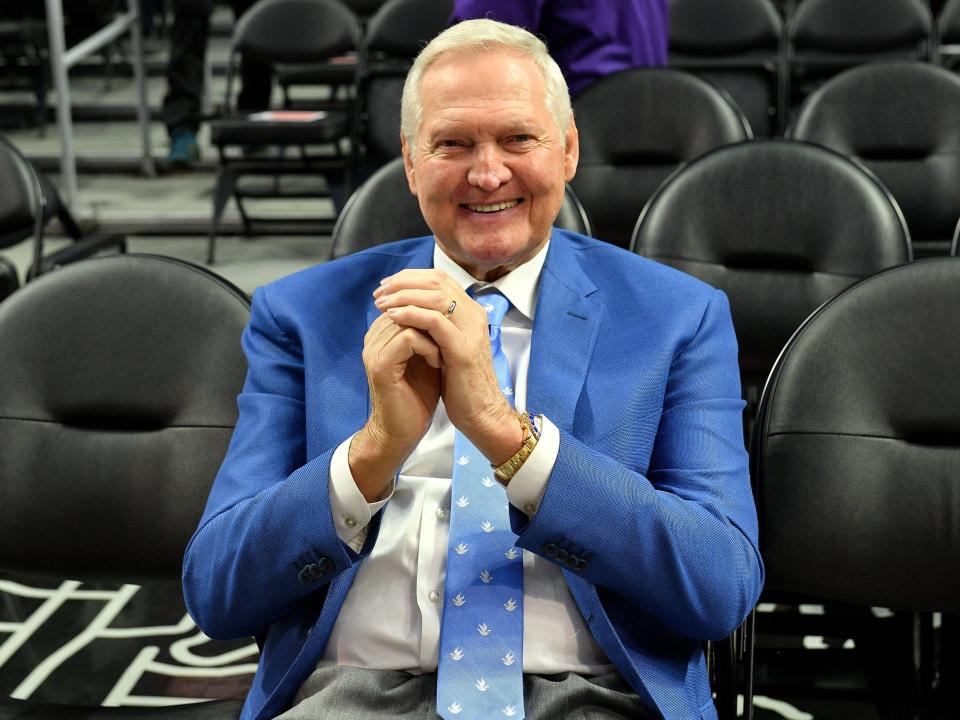 Jerry West attends a basketball game between the Los Angeles Clippers and the Philadelphia 76ers in March 2020.