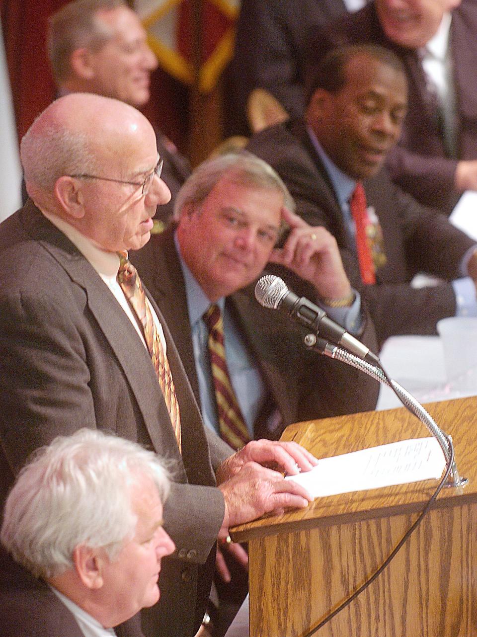 Medal of Honor Recipient Ola Lee Mize speaks at the 2007 Patriots Day luncheon in Gadsden. Mize, who died in 2014, earned the nation's highest military honor in 1954, for his heroism in a Korean War battle a year earlier.