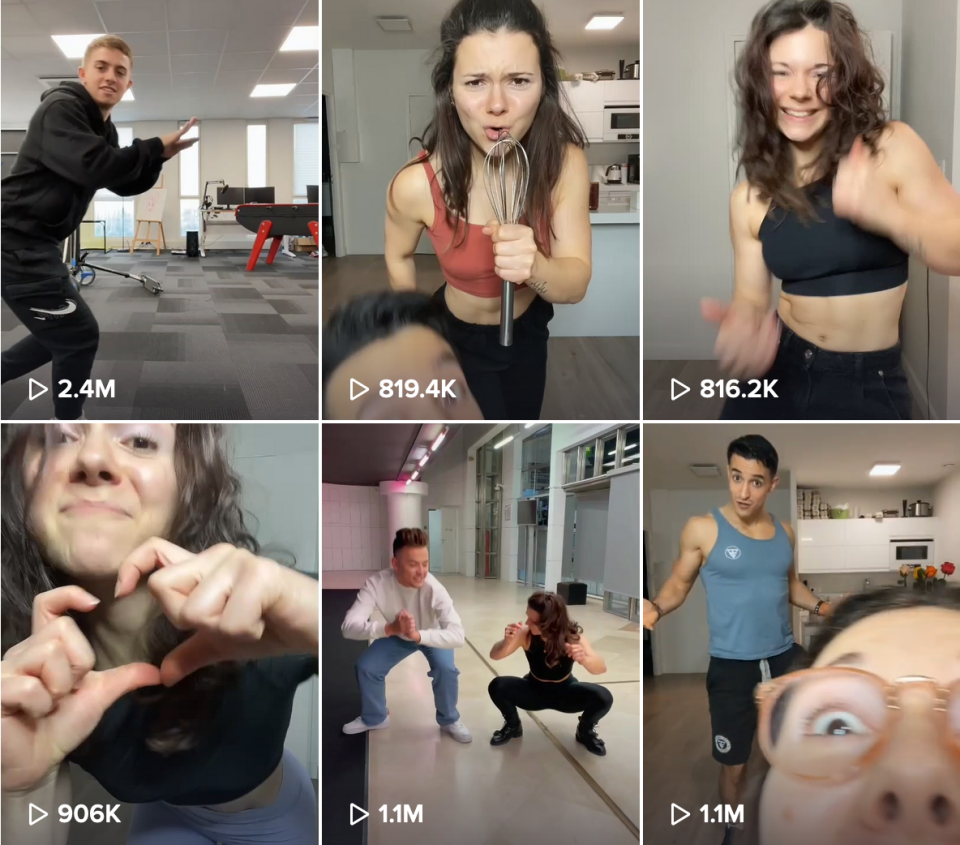 Compagne de Tibo InShape et spécialiste du fitness, Juju Fitacts a fait le buzz sur TikTok en faisant un playback sur<em> Bim, Bam, Toi</em>, titre de Carla – la représentante française de l'Eurovision junior. Et même si ces derniers temps elle a quelque peu délaissé la plateforme, la jeune femme y proposait aussi bien des vidéos de danse que des entraînements sportifs. © Capture d'écran TikTok