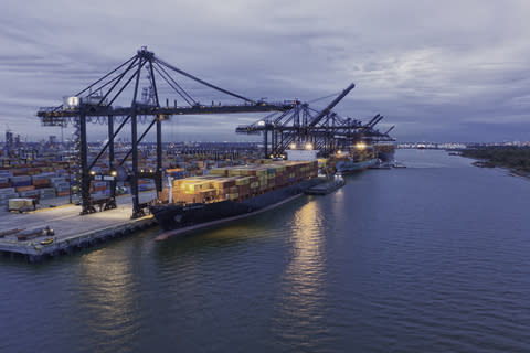 Container ships docked at Port Houston's Bayport Terminal. (Photo: Business Wire)