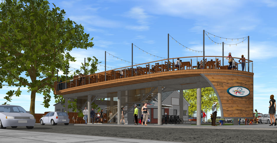 A rendering of the proposed terrace envisioned. Permitting and planning are still in progress.