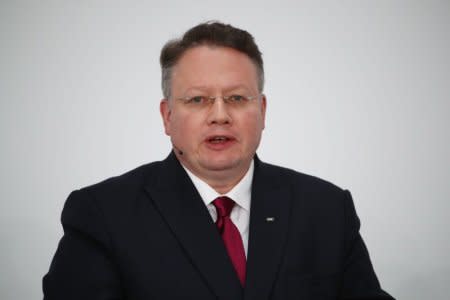 Audi CFO Alexander Seitz speaks during the company's annual news conference in Ingolstadt, Germany March 15, 2018. REUTERS/Michael Dalder