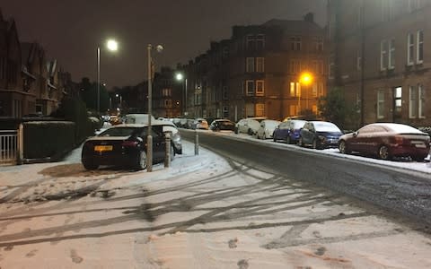 Wintry scenes in Shawlands on the southside of Glasgow - Credit: Lucinda Cameron /PA