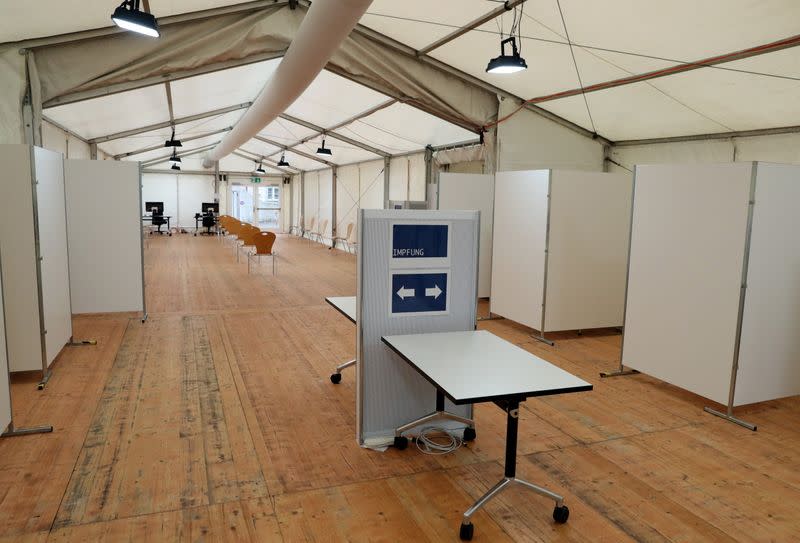 A general view shows the vaccination reference center in Zurich