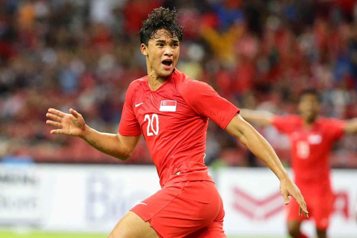 Ikhsan Fandi in action during the AFF Suzuki Cup Group B match between Singapore and Timor-Leste at the Singapore National Stadium on 21 November, 2018. (Photo by Suhaimi Abdullah/Getty Images)