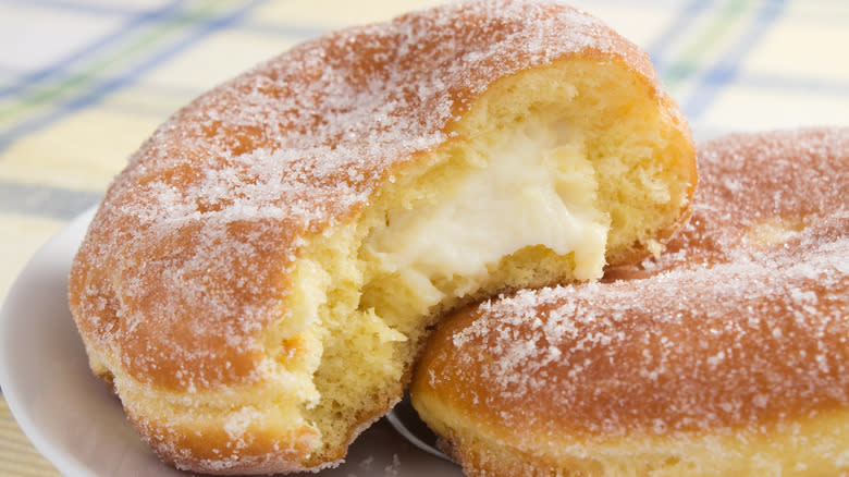 Custard-filled doughnuts