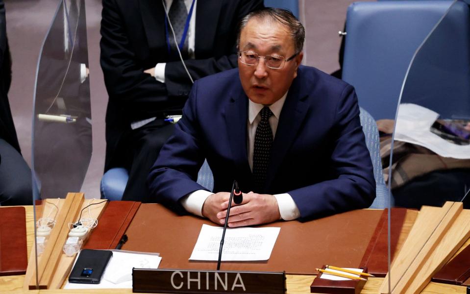 Zhang Jun addresses an emergency meeting of the UN Security Council  - JASON SZENES/EPA-EFE/Shutterstock