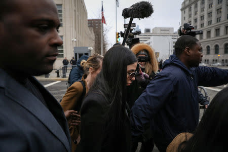 Emma Coronel Aispuro, the wife of Joaquin Guzman, the Mexican drug lord known as "El Chapo", exits the Brooklyn Federal Courthouse, during the trail in the Brooklyn borough of New York, U.S., February 7, 2019. REUTERS/Brendan McDermid